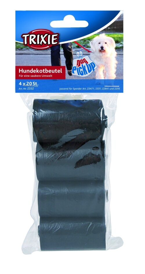 TRIXIE Dog Pick Up dog dirt bags, M, 4 rolls of 20 pcs., black