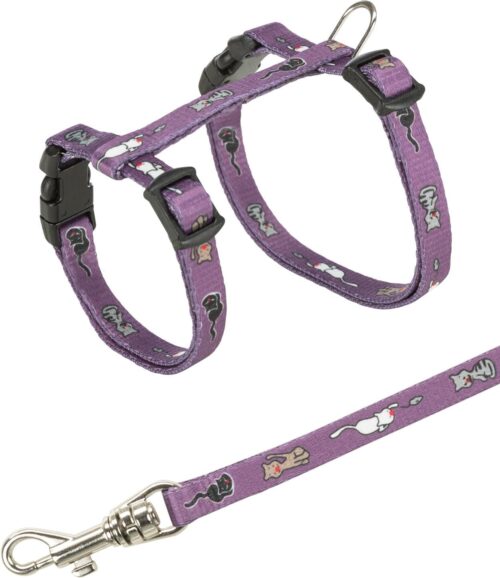 TRIXIE Junior kitten harness with leash, cat motif, 21–33 cm/8 mm, 1.20 m