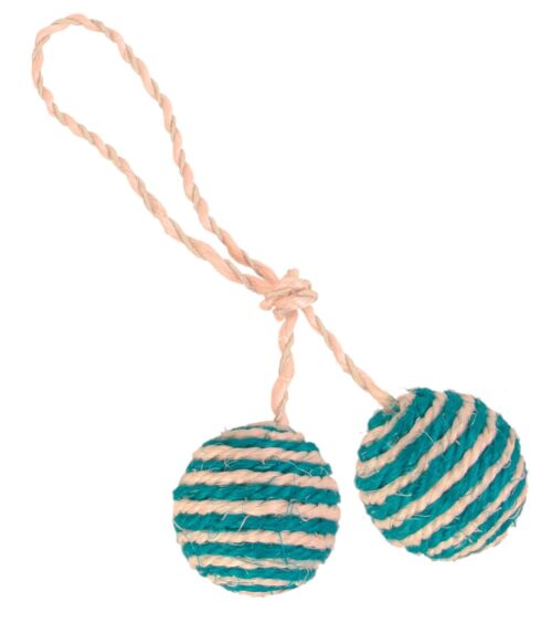 TRIXIE 2 balls on a rope, sisal, ø 4.5 cm