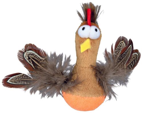 TRIXIE Bobo chicken with feathers and sound, plush, 10 cm