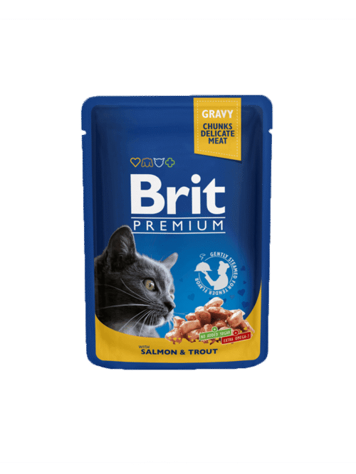 Brit Premium Cat Pouches with Salmon & Trout 24x100g pouches