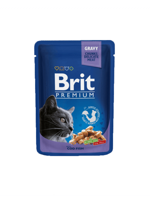 Brit Premium Cat Pouches with Cod Fish 24x100g Pouches