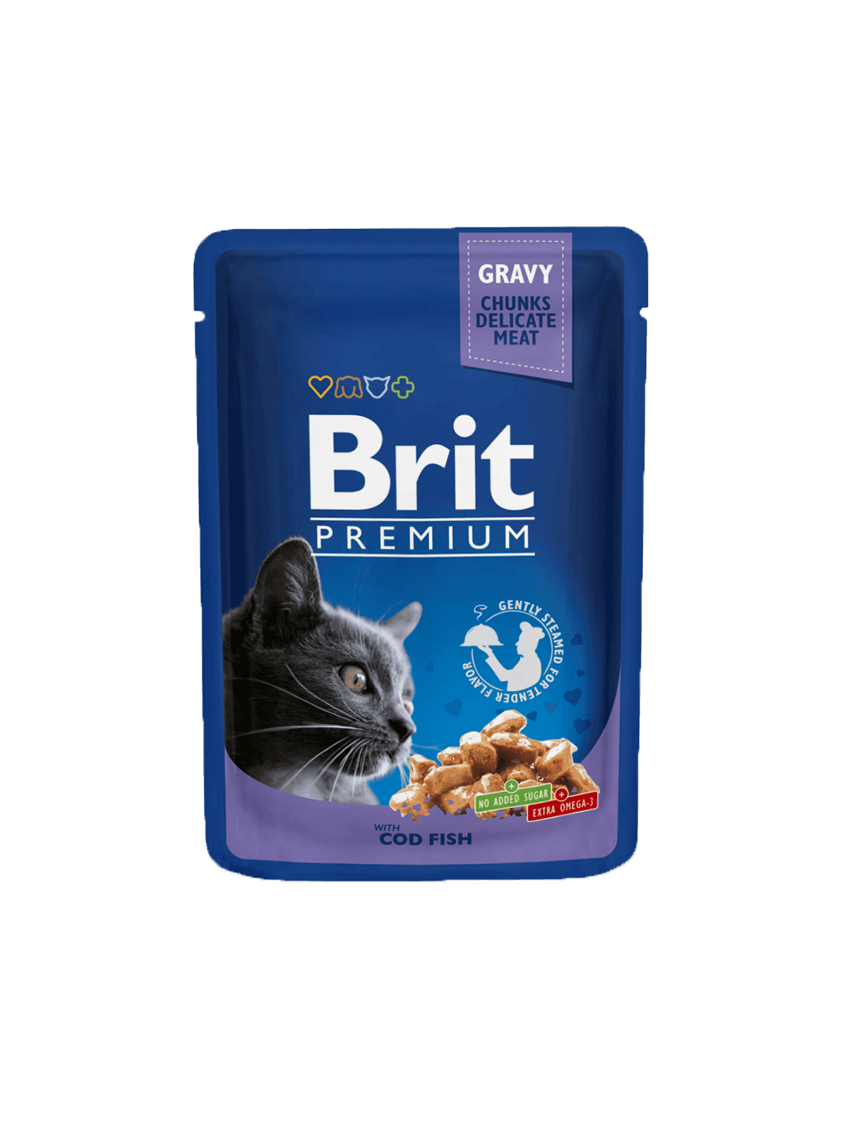 Brit Premium Cat Pouches with Cod Fish 24x100g Pouches