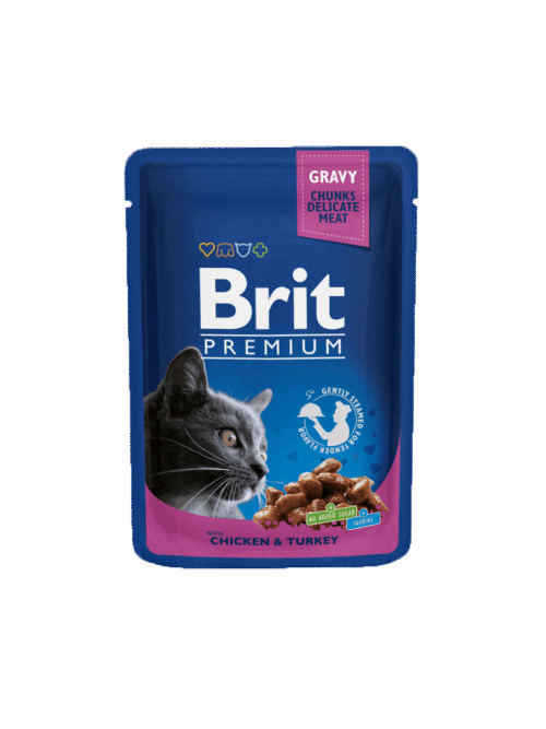 Brit Premium Cat Pouches with Chicken & Turkey 24x100g Pouches
