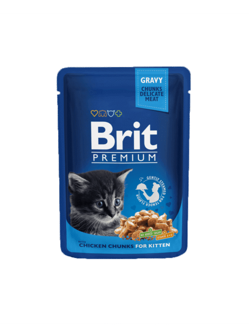 Brit Premium Cat Pouches Chicken Chunks for Kitten 24x100g Pouches