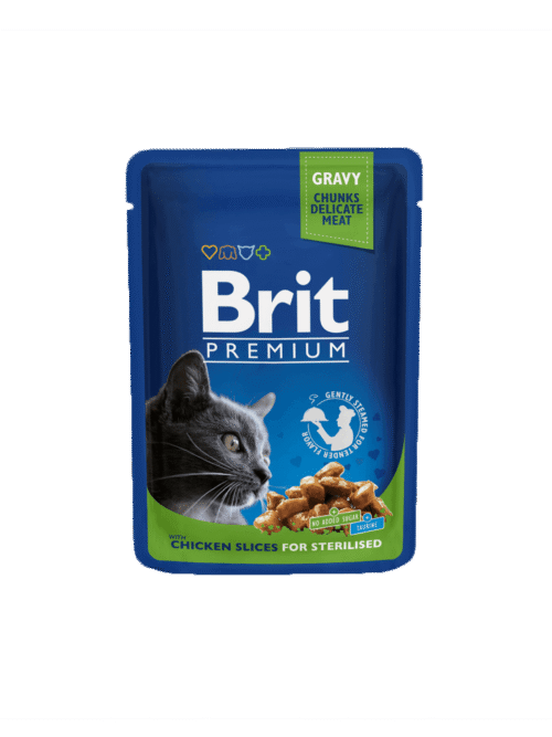 Brit Premium Cat Pouches Chicken Slices for Sterilised 24x100g Pouches