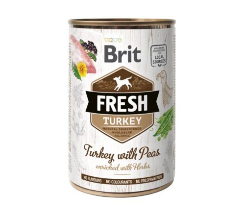 Brit Wet Dog Food Fresh Turkey with Peas 6x400g cans