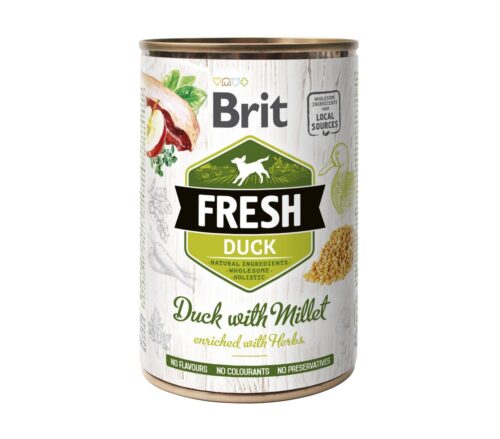 Brit Wet Dog Food Fresh Duck with Millet 6x400g cans