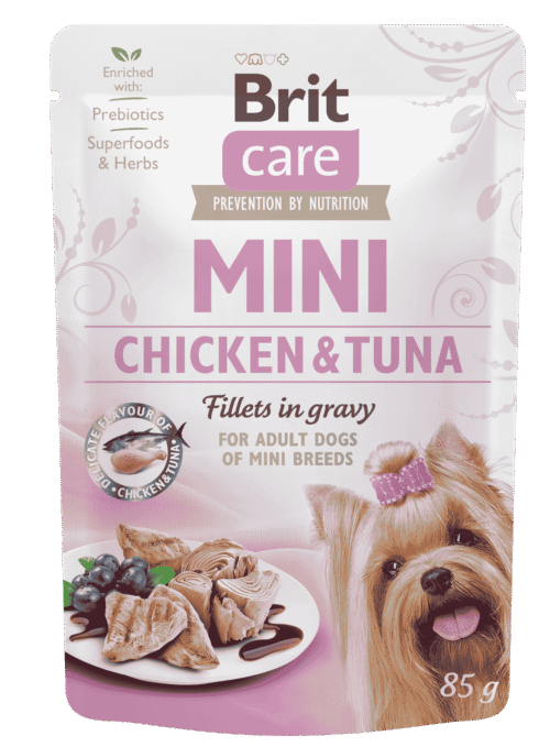 Brit Care Mini Dog Wet Food Chicken & Tuna Fillets in Gravy 12x85g Pouches
