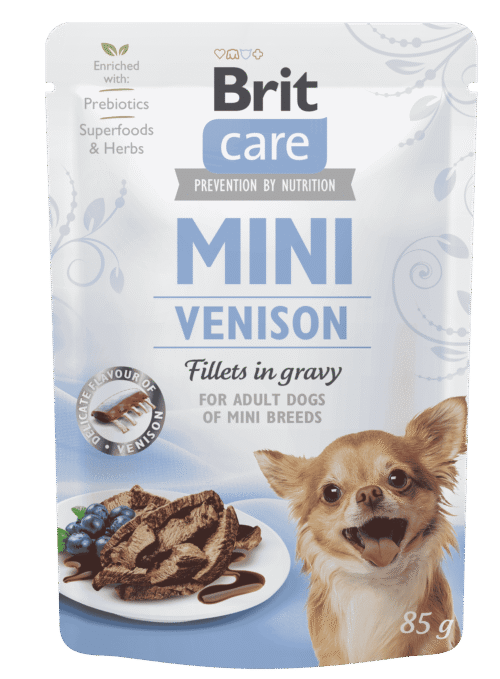Brit Care Wet Dog Food Mini Venison fillets in gravy 12x85g pouches