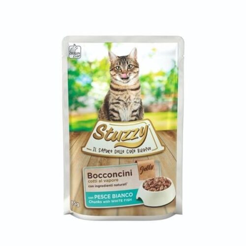 Stuzzy Cat Chunks with White Fish in Jelly, Box of 24x85g