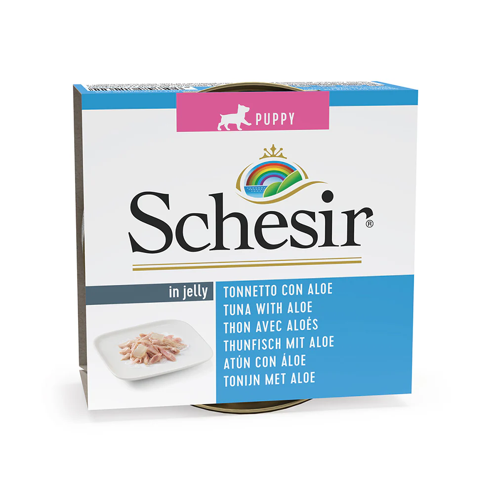 Schesir In Jelly Dog Puppy Tuna With Aloe 10x150g Tins