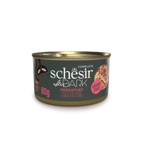 Schesir After Dark Chicken With Beef in Broth 12x80g Tins