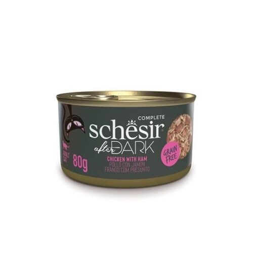 Schesir After Dark Chicken With Ham in Broth 12x80g Tins