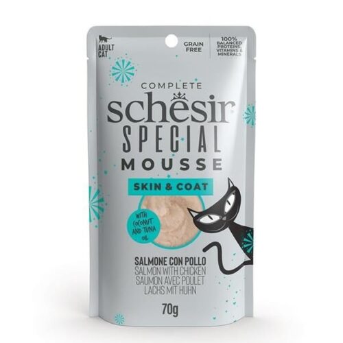 Schesir Special Skin & Coat Salmon with Chicken in Mousse 12x70g Pouches