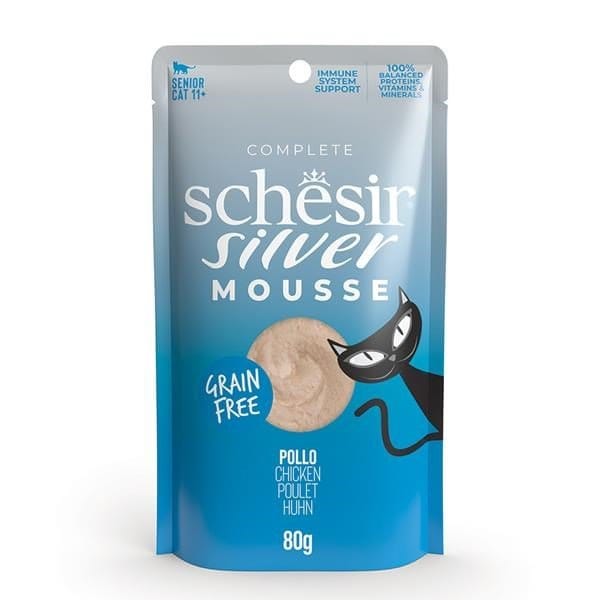 Schesir Silver Senior Cat Chicken in Mousse 12x80g Pouches