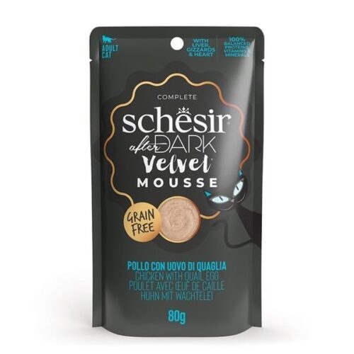 Schesir After Dark Velvet Chicken With Quail Egg in Mousse 12x80g Pouches