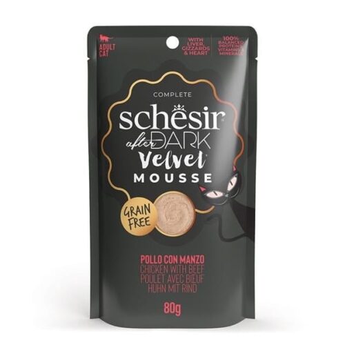 Schesir After Dark Velvet Chicken With Beef in Mousse 12x80g Pouches
