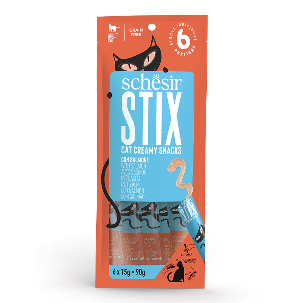 Schesir Cat Stix With Salmon in Cream 90g (6x15g)
