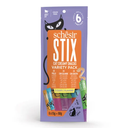 Schesir Cat Stix Mixed Flavors Cream Snack 90g (6x15g)