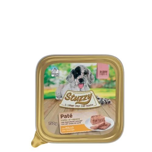 Stuzzy Puppy Dog Classic Paté for Puppies with Chicken, Box of 22x150g foil trays