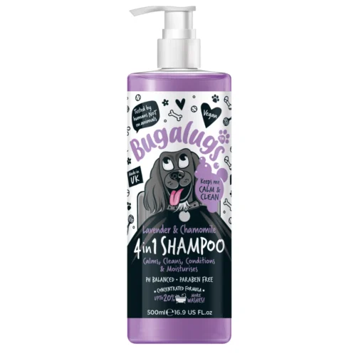 Bugalugs Lavender & Chamomile 4 in 1 Calming Dog Shampoo with Pump 500ml