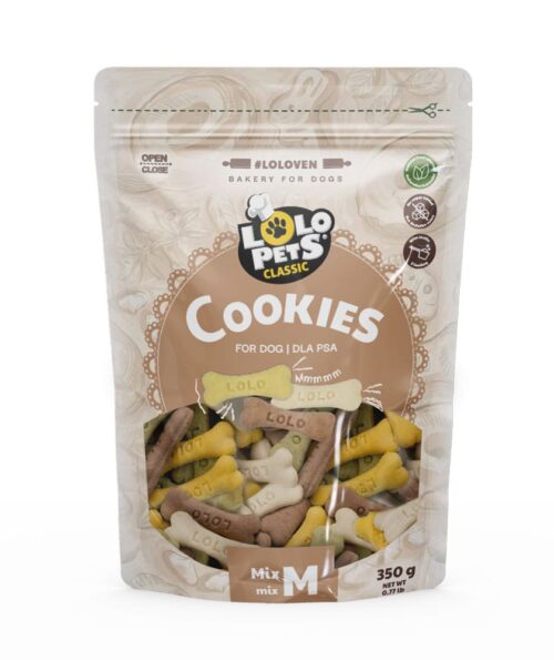 LoLo Pets Classic Bakery Biscuits for Dogs Bone Mix M-Size 350g