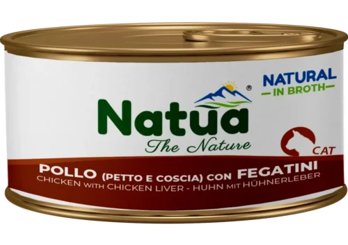 Natua Broth Cat Chicken (Breast Thigh) With Chicken Liver 24x85gr Tins