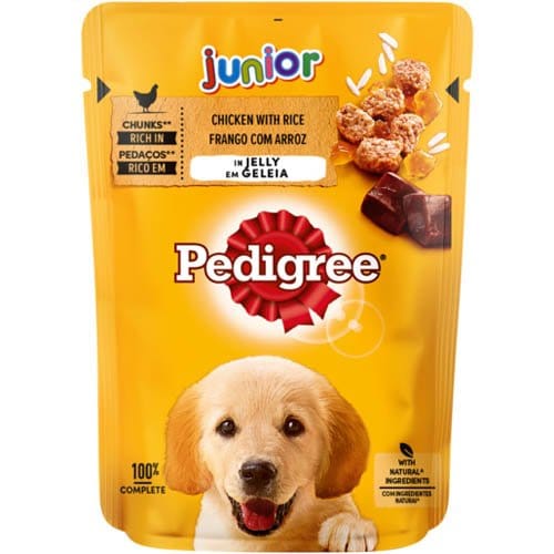 PEDIGREE POUCH JUNIOR CHICKEN & RICE - 24X100G POUCHES