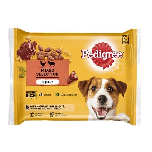 PEDIGREE ADULT POUCH CHK & LAMB 4PACK IN JELLY - 13 of 4x100G Pouches