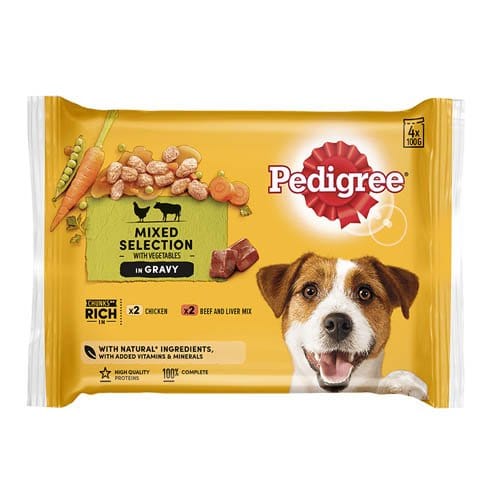 PEDIGREE ADLT POUCH CHICKEN & BEEF 4PACK IN GRAVY - 13 of 4X100G Pouches