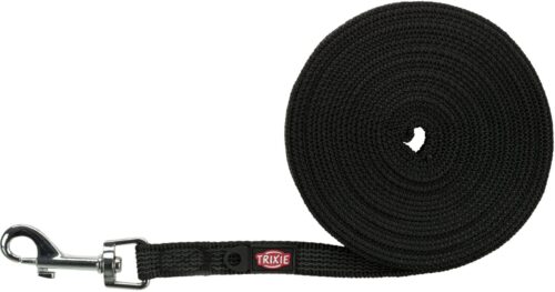 TRIXIE Tracking leash, rubberised, S–M: 5 m/15 mm, black