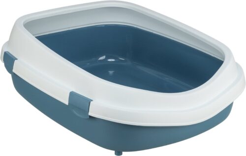 TRIXIE Primo XXL cat litter tray with rim, 56 x 25 x 71 cm, blue/white