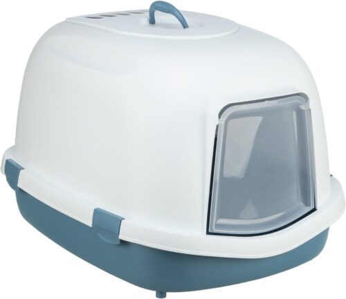 TRIXIE Primo XXL Top cat litter tray with hood, 56 x 47 x 71 cm, blue/white