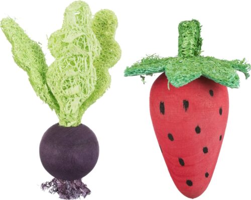 TRIXIE Set of strawberry / beetroot, wood / loofah, 6/9 cm