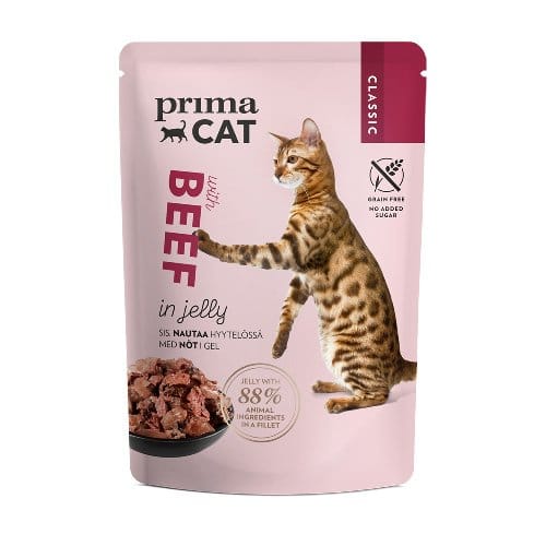 PRIMA CAT GRAIN FREE CLASSIC BEEF IN JELLY - 28X85G POUCHES
