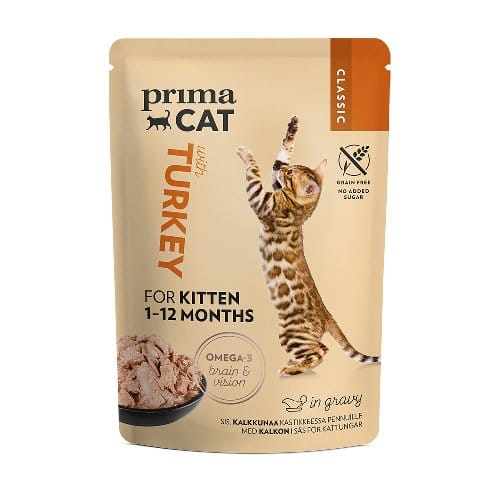 PRIMA CAT GRAIN FREE CLASSIC TURKEY IN GRAVY FOR KITTEN - 28X85G POUCHES