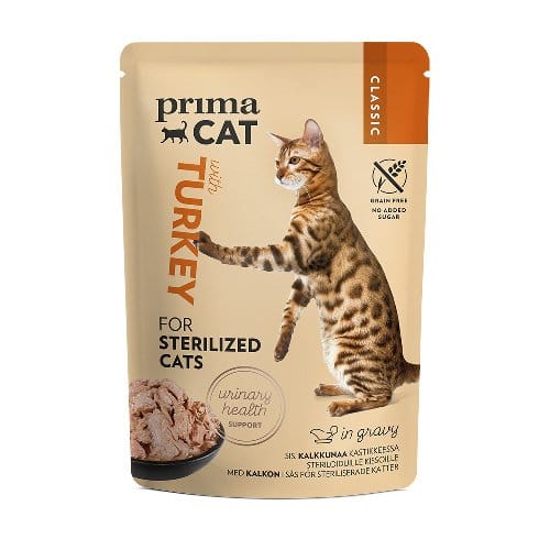 PRIMA CAT GRAIN FREE CLASSIC TURKEY IN GRAVY STERILIZED - 28X85G POUCHES