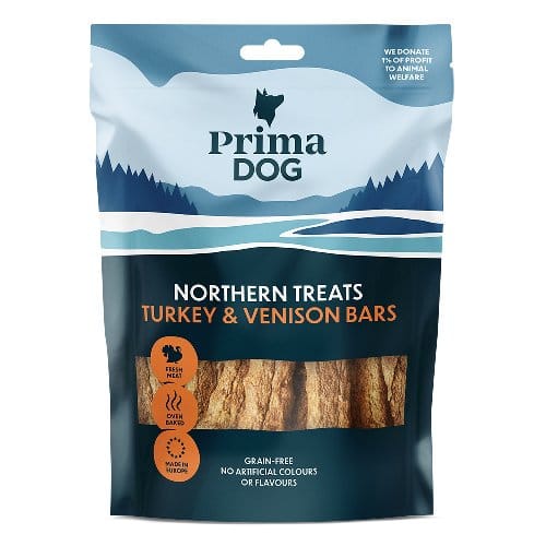 PRIMA DOG GRAIN FREE NORTH TREATS TURKEY & VENISON BARS - 6x80G | 12x80G