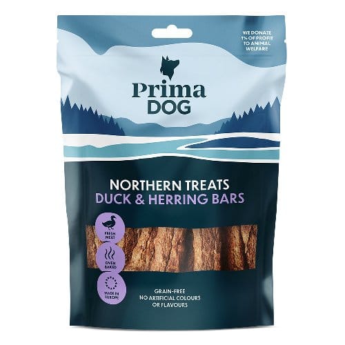 PRIMA DOG GRAIN FREE NORTH TREATS DUCK &HERRING BARS - 6x80G | 12x80G