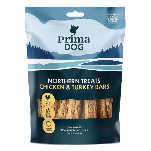 PRIMA DOG GRAIN FREE NORTH TREATS CHICKEN & TURKEY BARS - 6x80G |12x80G