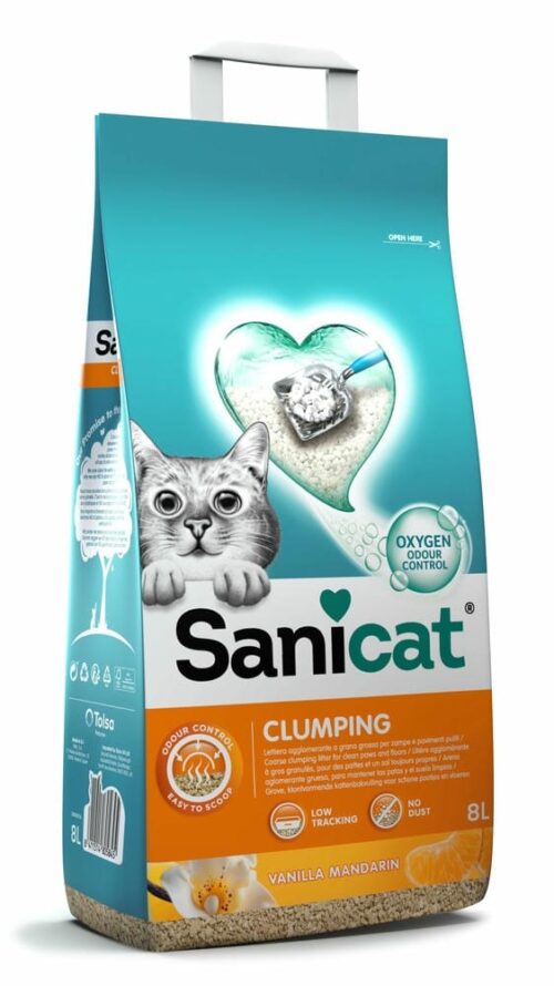SANICAT CLUMPING VANILLA & MANDARIN CAT LITTER - 8LT