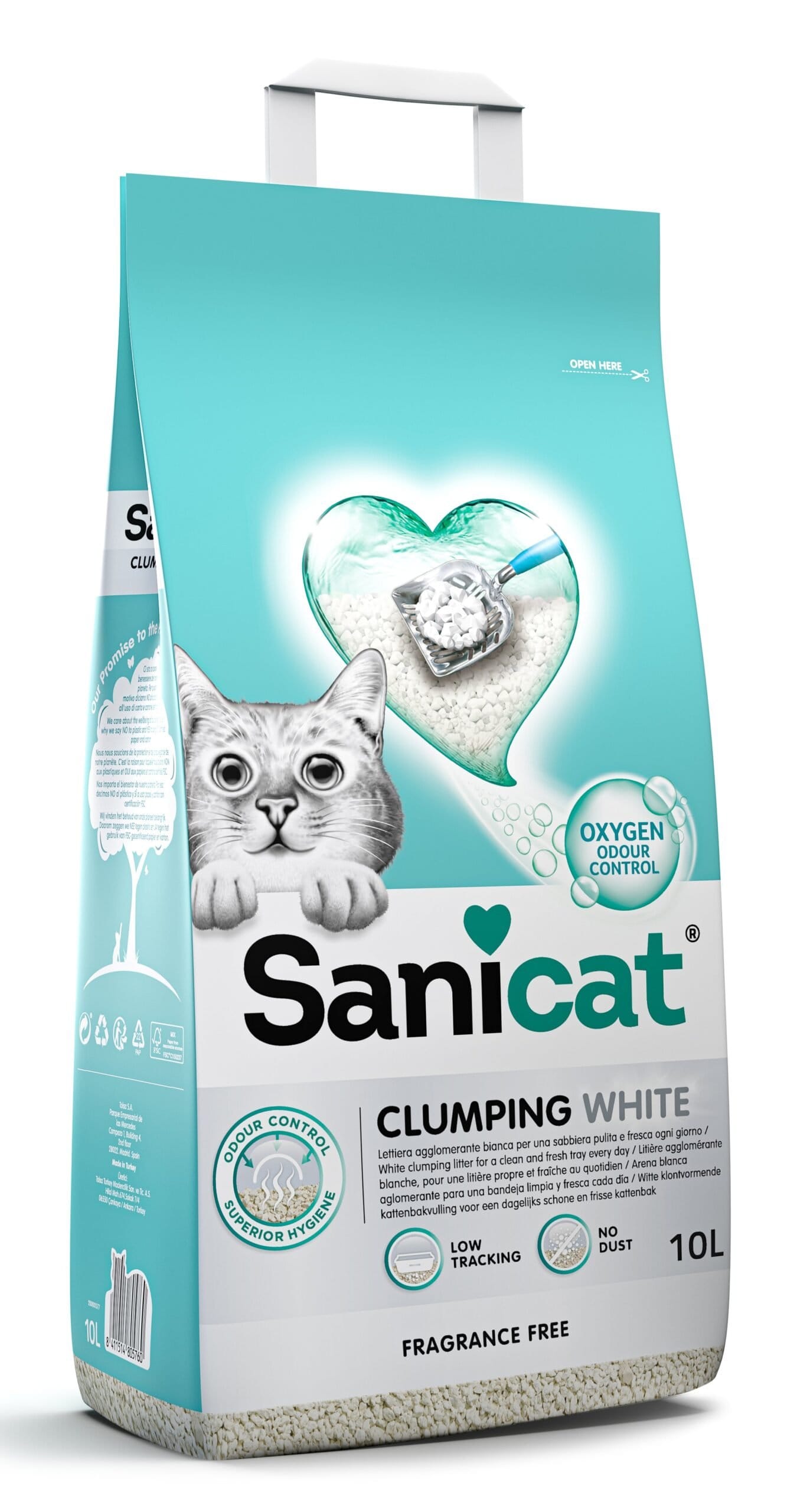 SANICAT CLUMPING WHITE FRAGRANCE FREE CAT LITTER