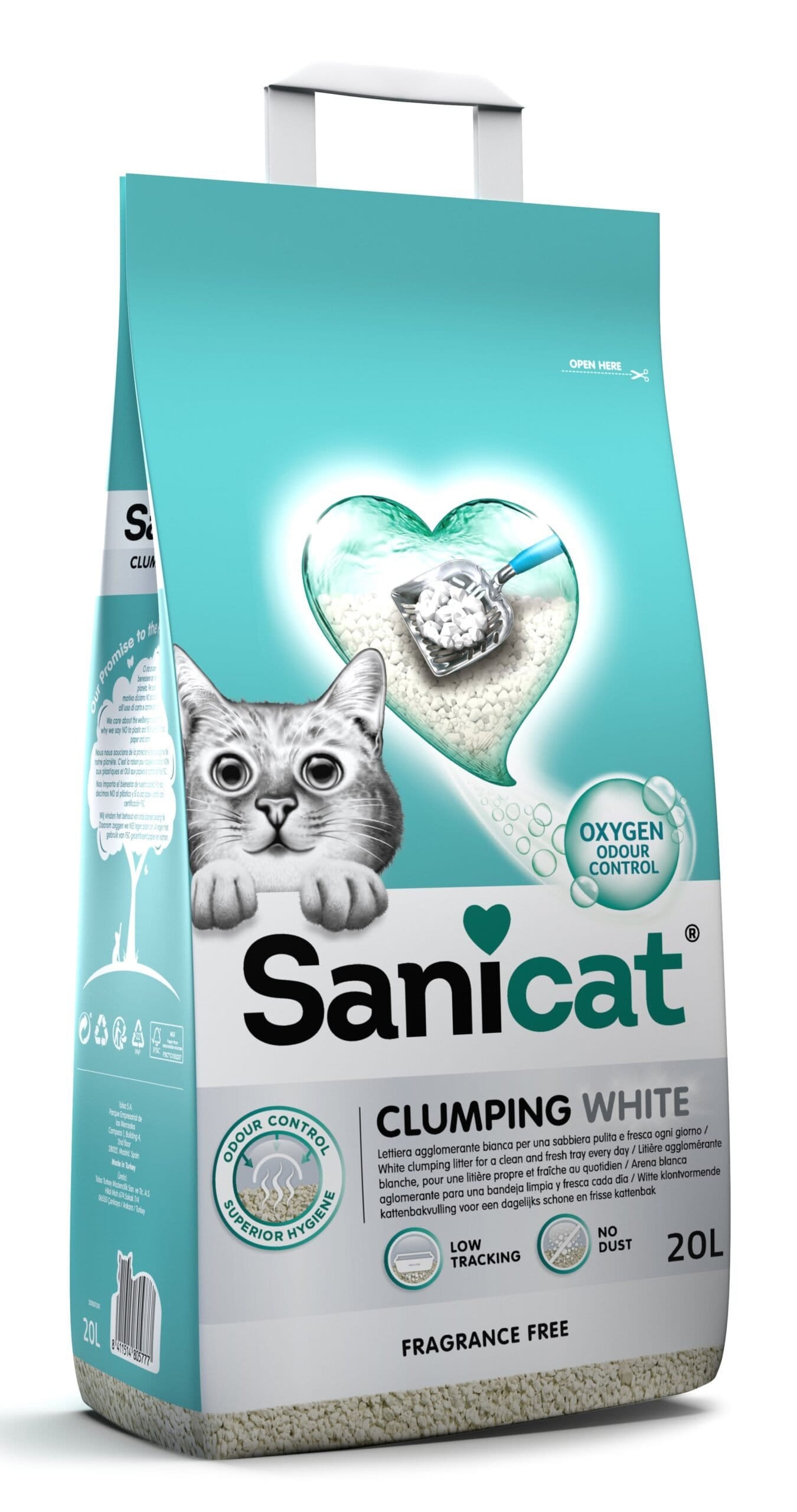 SANICAT CLUMPING WHITE FRAGRANCE FREE CAT LITTER - Image 2