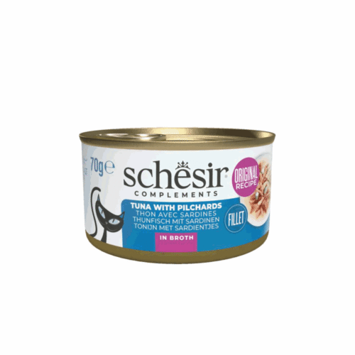 Schesir Cat Tuna Pilchards Broth 12x70g Tin