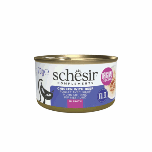 Schesir Cat Chicken Beef Broth 12x70g Tin