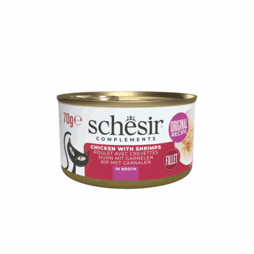 Schesir Cat Chicken Shrimps Broth 12x70g Tin