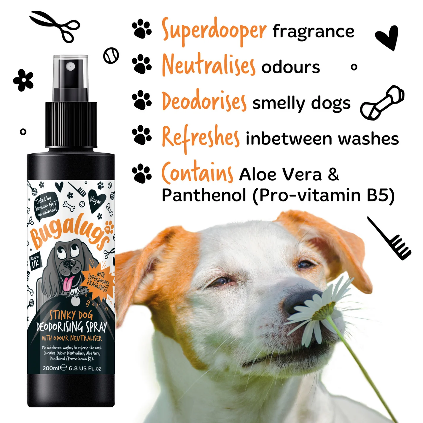 Bugalugs Stinky Dog Deodorising Spray with Odour Neutraliser 200ml - Image 2