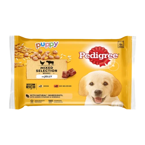 PEDIGREE JUNIOR POUCH BEEF & CHICKEN FOUR PACK - 13 of 4x100G pouches