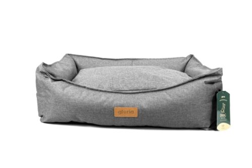 Gloria Monforte Rectangular Bed – Soft Grey & Pink Pet Bed